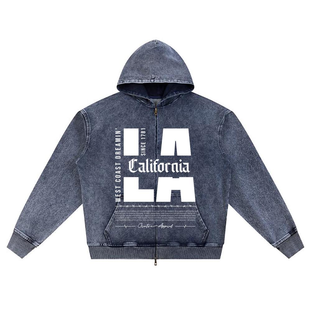 

Худи из вязаного денима на молнии с принтом DTG, уличная одежда, худи на молнии с принтом Brother XL темно-синий