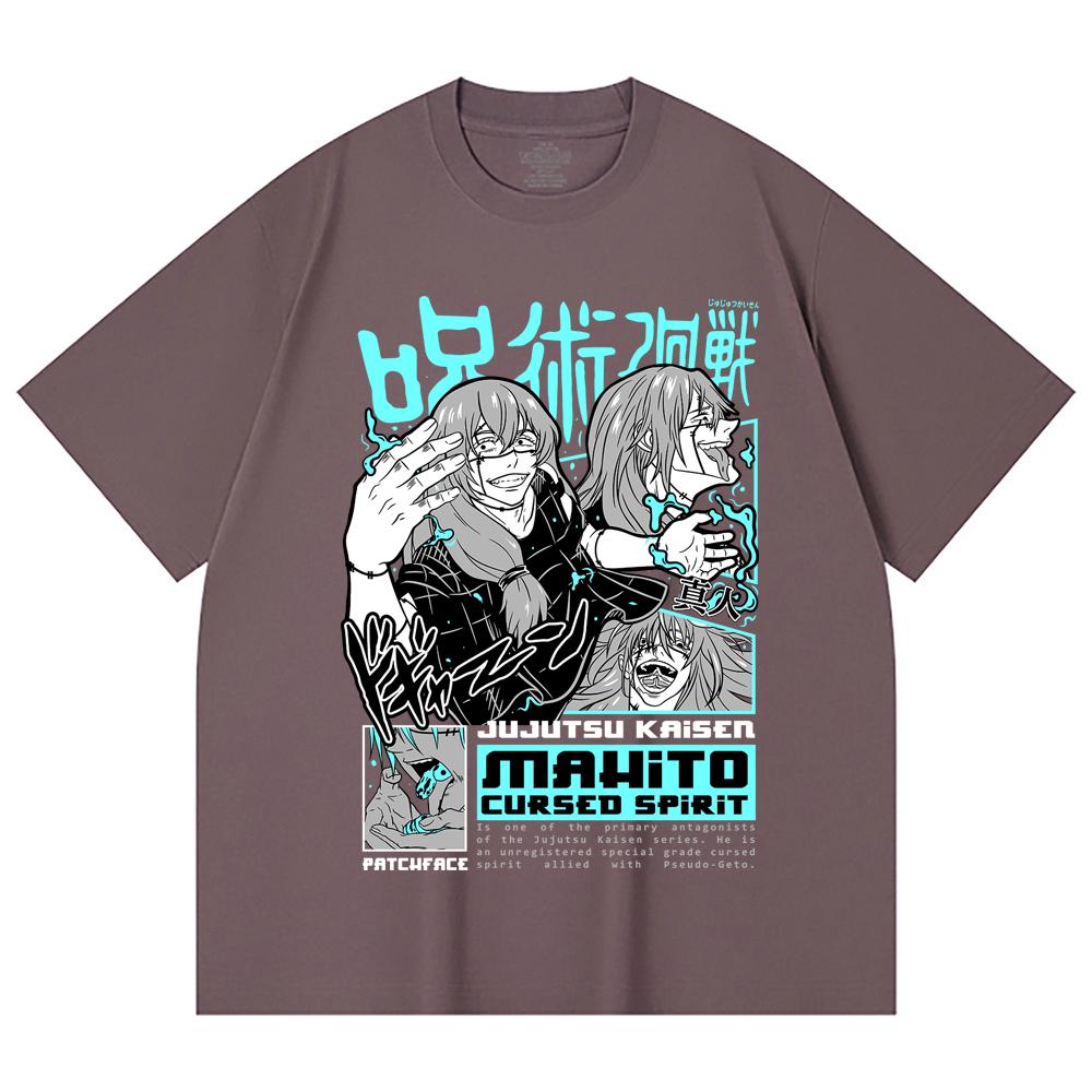 230 g/m² 100 % Baumwolle Jujutsu Kaisen V63 Mahito Print Unisex Schweres Baumwoll-T-Shirt