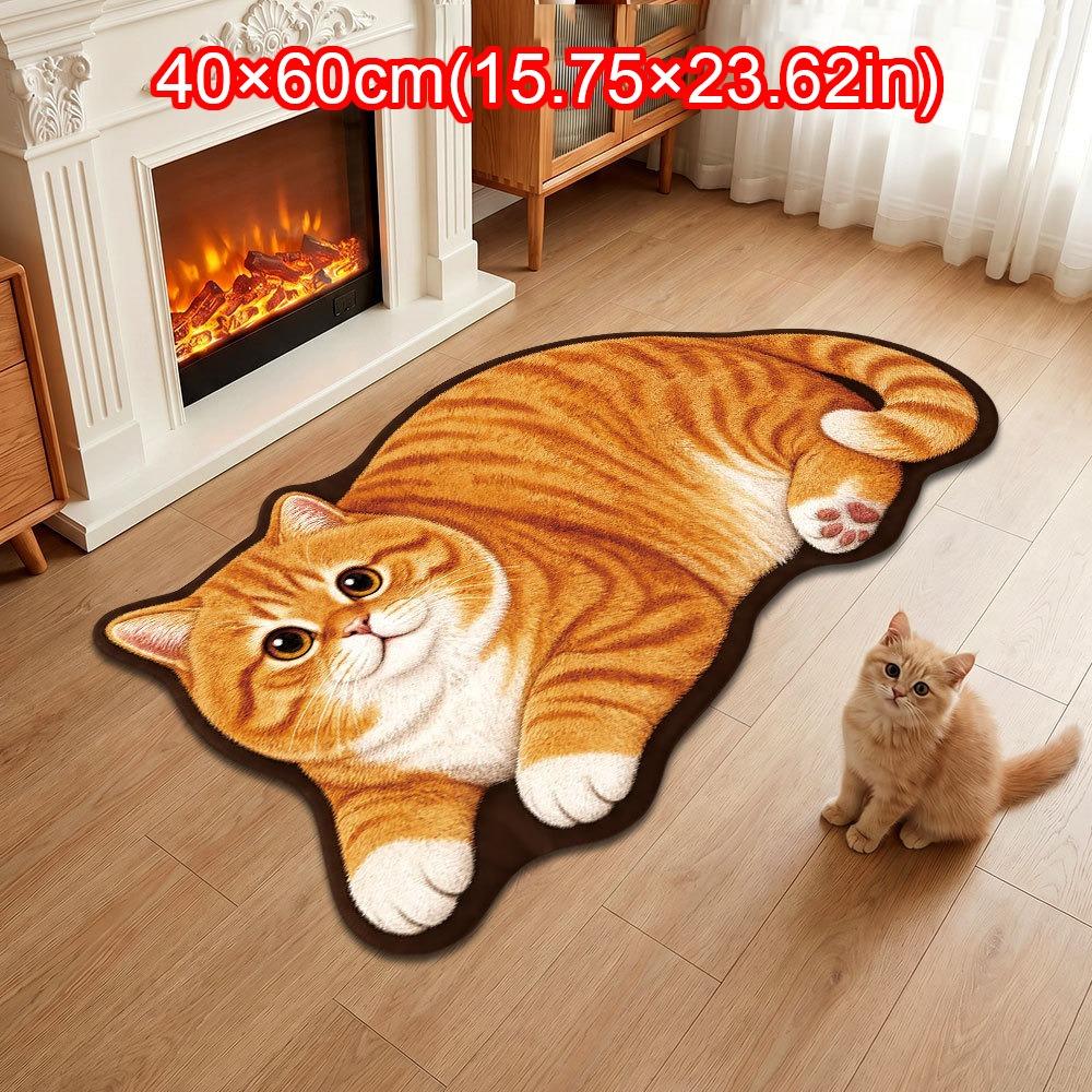 Decorative Rug Cat Shaped Rug Cat Pattern Cat Floor Mat Cute Animal Door Mat  Living Room Decor