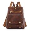 Textured Leather Backpack Stylish Double-Zip Design with Adjustable Straps, Spacious Pockets Functional Chic for Daily Commutes