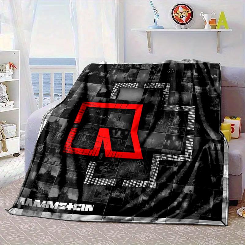 Ramm-stein Skulls And Logo Blanket Flannel Blanket for Bed, Sofa, Camping, Hiking, Picnic Essentials, Gift for Family Fan Gifts