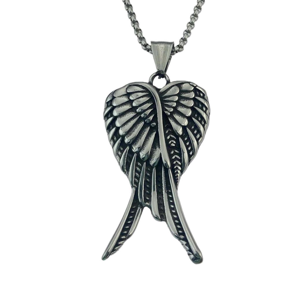 Accessoires Personnalité Mode Ailes Collier Pendentif En Acier Inoxydable Tendance Accessoires Chaîne De Pull En Acier Au Titane
