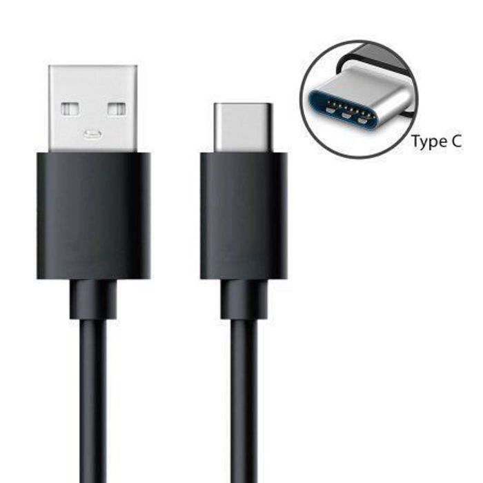 USB Type C Charger Cable - X2 - 1M - Black - Compatible with Several Smartphones