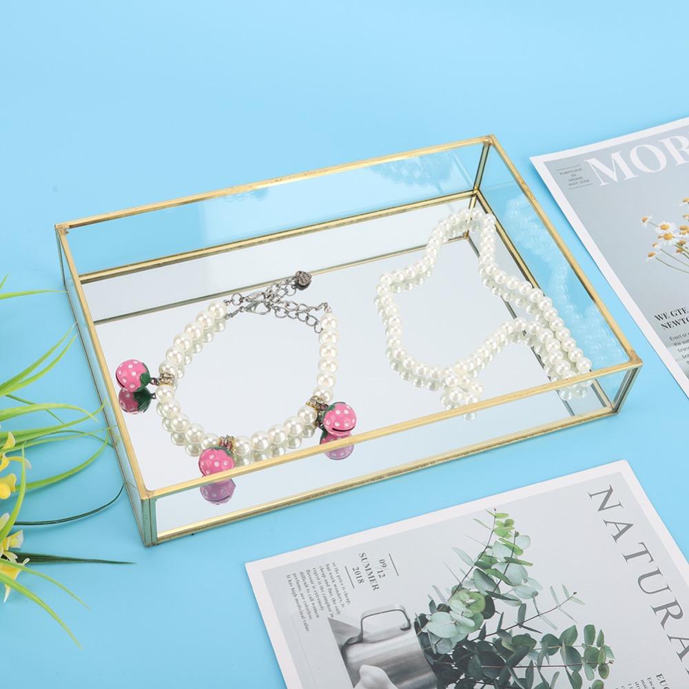 Metal and Glass Vintage Storage Box Luxury Cosmetics Display Box Jewelry Display Box  Bedroom