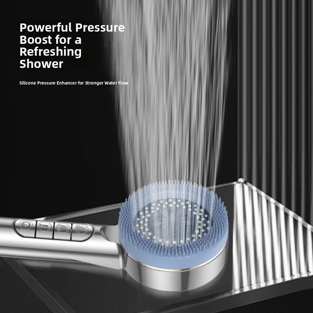 4 Modes High Pressure Showerhead One-Key Stop Water Shower Sprayer Head Shower Head  Household