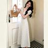 Bubble Sleeve French Lotus Leaf Edge V-Neck Polka Dot Dress Women's Summer Gentle Wind Seaside Tyndall Dress