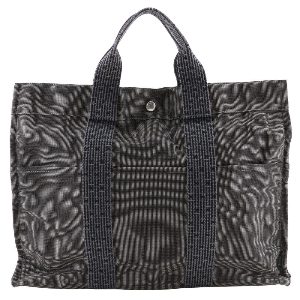 

HERMES Herline ToteMM Handbag gray Nylon canvas unisex Used