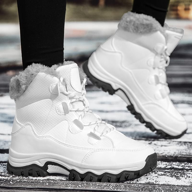 Fashion Winter Women's Snow Boots 2024 New Outdoor Thickened Plush Female Sneakers Snow Shoe Warm Thick Sole Snow Waterproof Cotton Boot