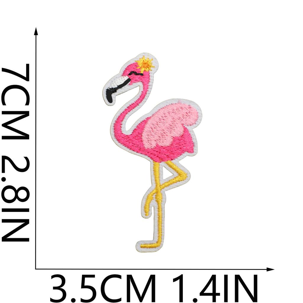Flamingo Big Bird Embroidery Cloth Sticker Bag Decoration Cartoon Flamingo Patch Sticker Computer Embroidery Label Pink Love Bird