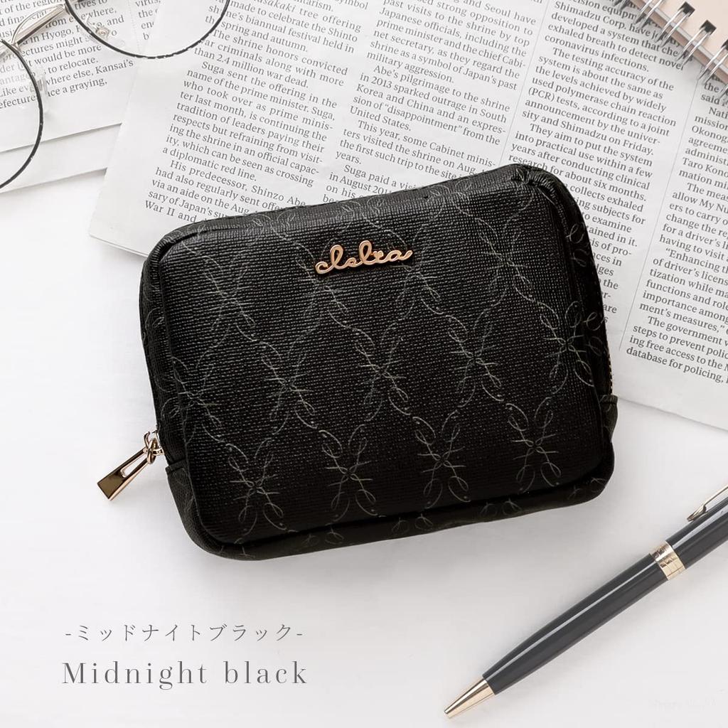 Clelia Belle Series Makeup Pouch and for Daily and More [CL-18080] (Midnight Black) - Small, Portable, Multi-Purpose Cosmetics, Necessities,