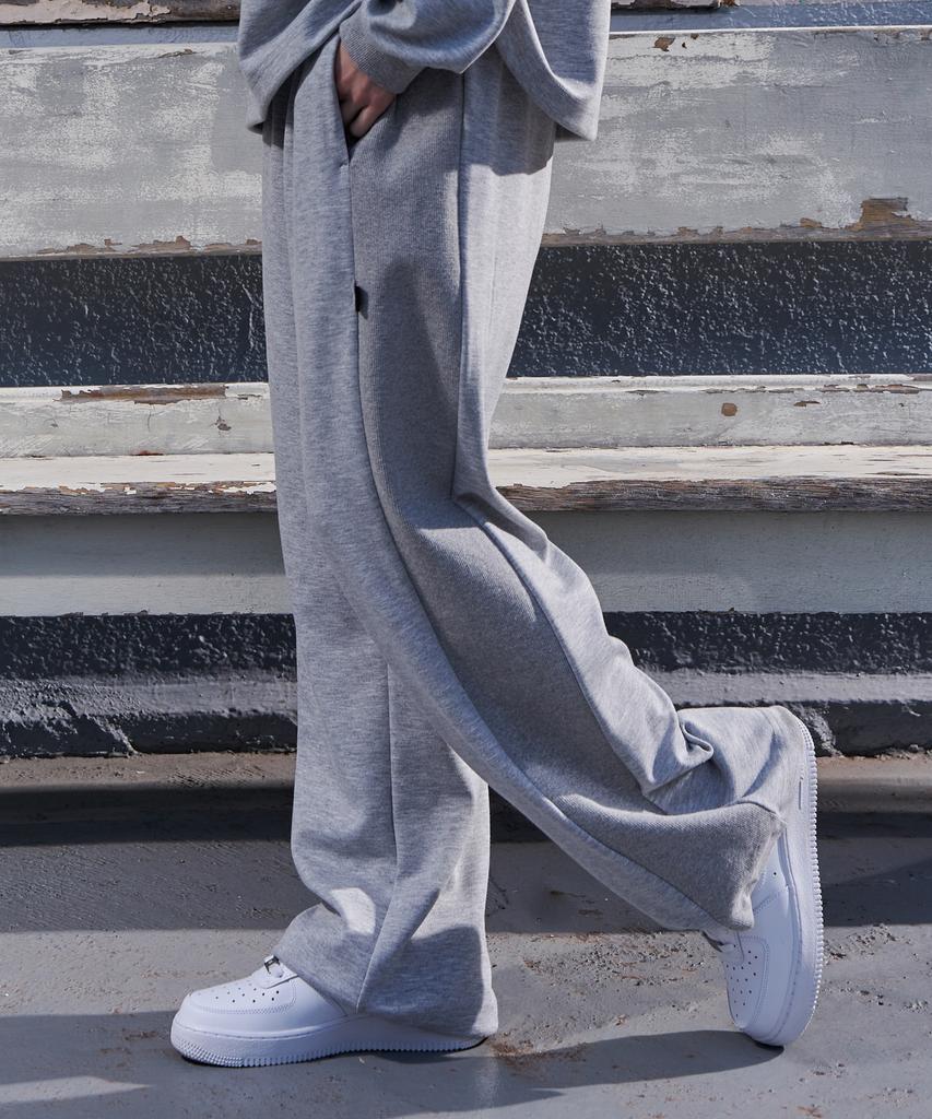 GALEX Women'S Side-Rib Elastic Wide Sweatpants Melange Grey Ga4752 Gr