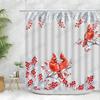 Christmas Shower Curtain Sets Vintage Red Truck Xmas Ball Pine Tree Snowman Winter New Year Gift Bathroom Decor Bath Curtains