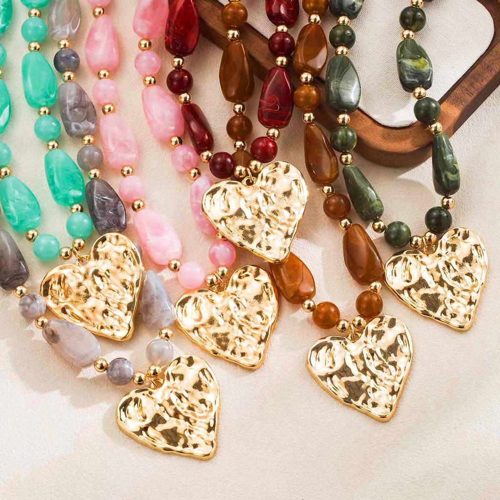 Asymmetrical Irregular Beaded Resin Chain Vintage Necklace Party Jewellery Gift