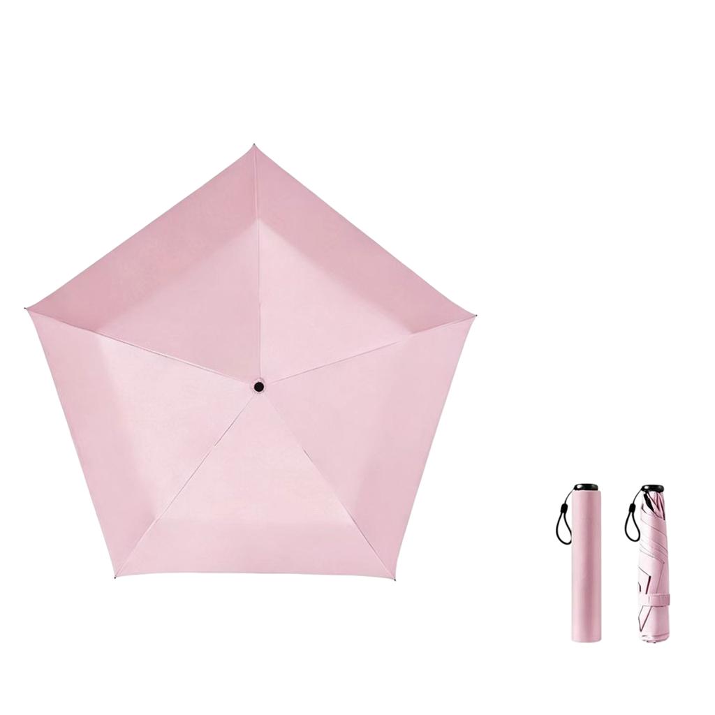 Women's Ultra Light 5-Rib Fold Travel Umbrella with Thickened Black Coating, 91cm Large Canopy, Windproof, Portable for Commuting and Beach