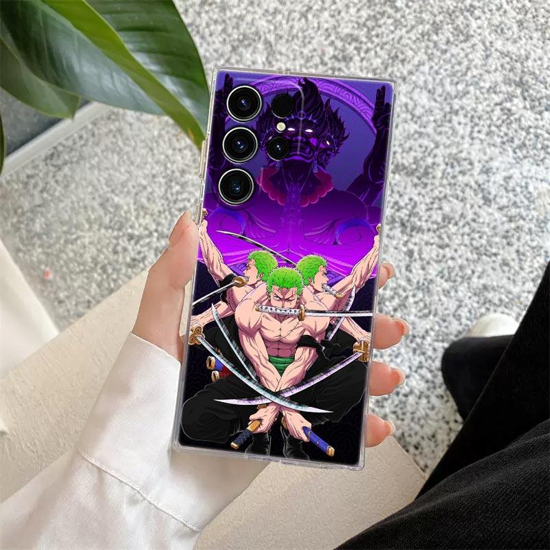 Anime Ones P-Piece Zoro S26 Ultra Case Coque For Samsung Galaxy S25 S26 S24 S23 Ultra S22 S20 Plus S21 FE A57 Clear Phone Cover