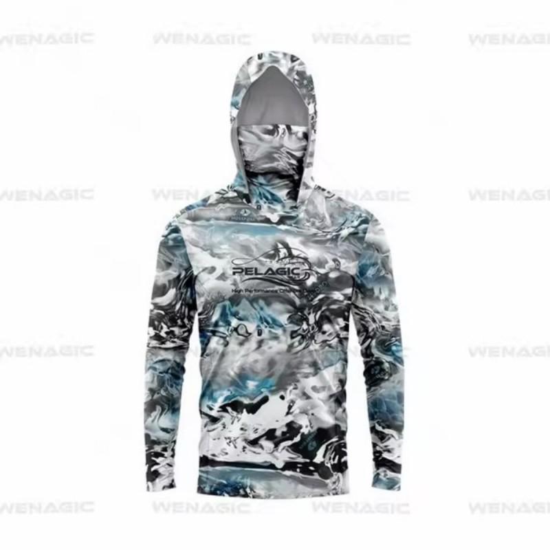 Men's Sunscreen Upf50 + Long-sleeved Camouflage Fishing Wear Anti-UV Mask Hooded