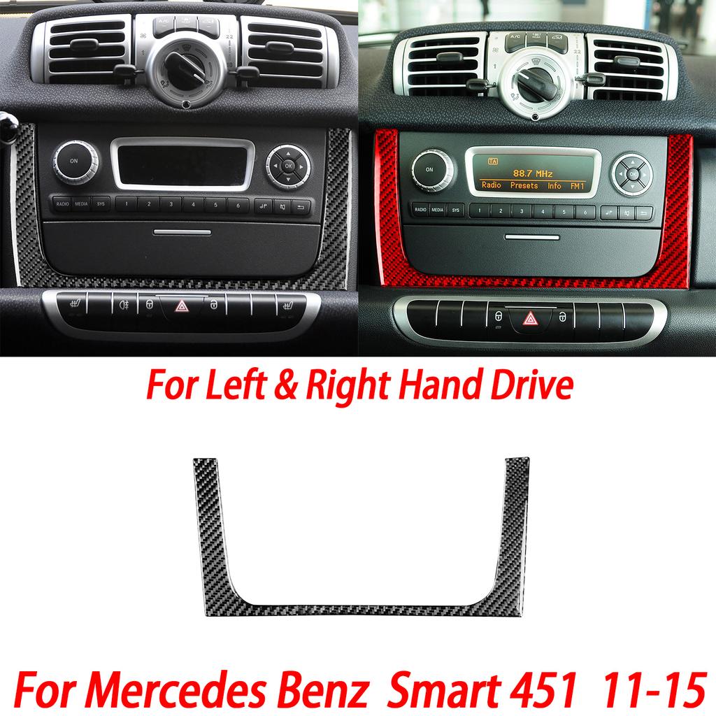 For Benz Smart W451 Fortwo 2011-2015 Carbon Fiber Copilot Storage Box Handle Center CD Gear Shift Panel Interior Trim Sticker