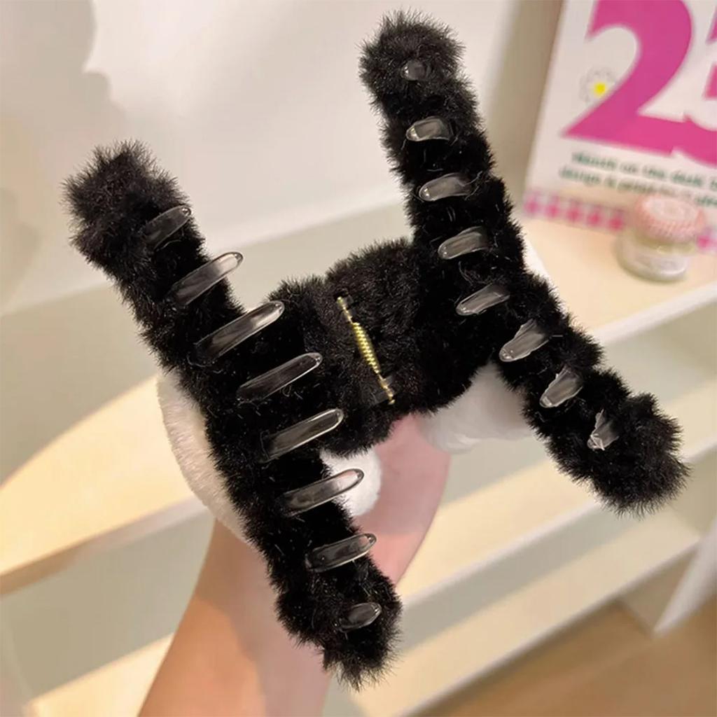 Neue Plüsch Haarspange Faux Kaninchenfell Großer Haiklammer Süße Bär Flauschige Krabbenklemme Haarnadel Beflockte Bärenform Damen Haarspange