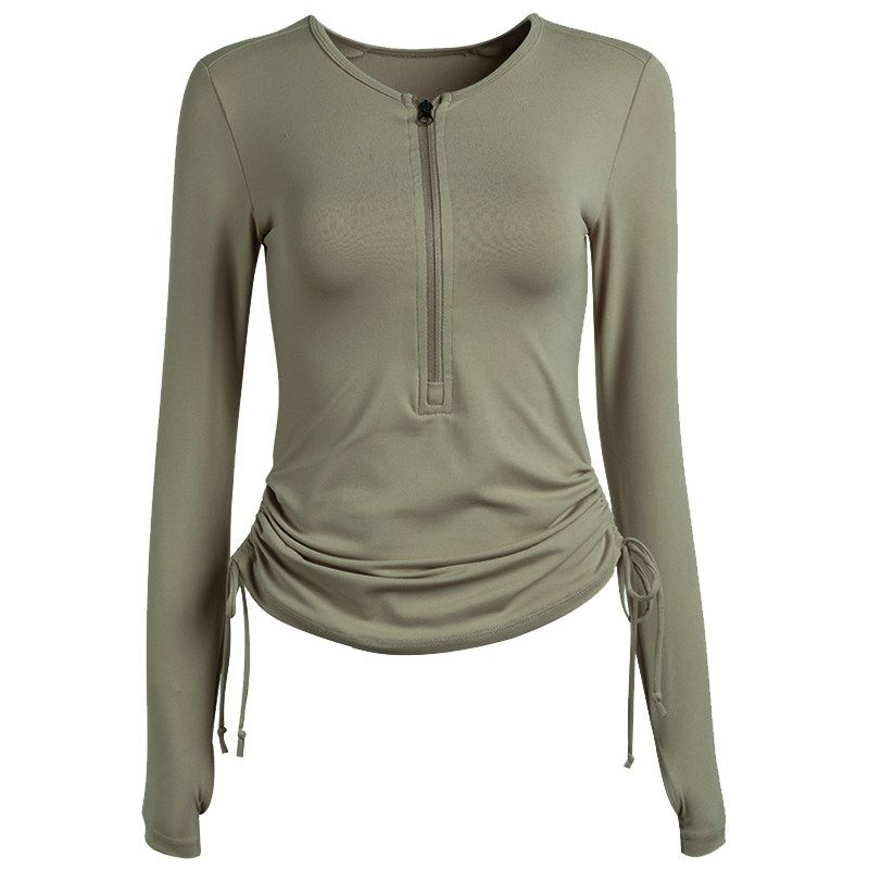 Color Discount 190804 Fashion Drawstring Long Sleeve Yoga Wear Casual Slim Fit and Quick-Drying Running Sports Workout Clothes for Women
