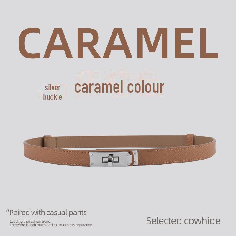 Vintage Stil Echtes Leder Damen Skinny Taillengürtel zur Kleiderdekoration