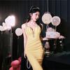 Advanced banquet temperament light luxury niche host royal sister temperament sexy waist hip fish tail evening dress