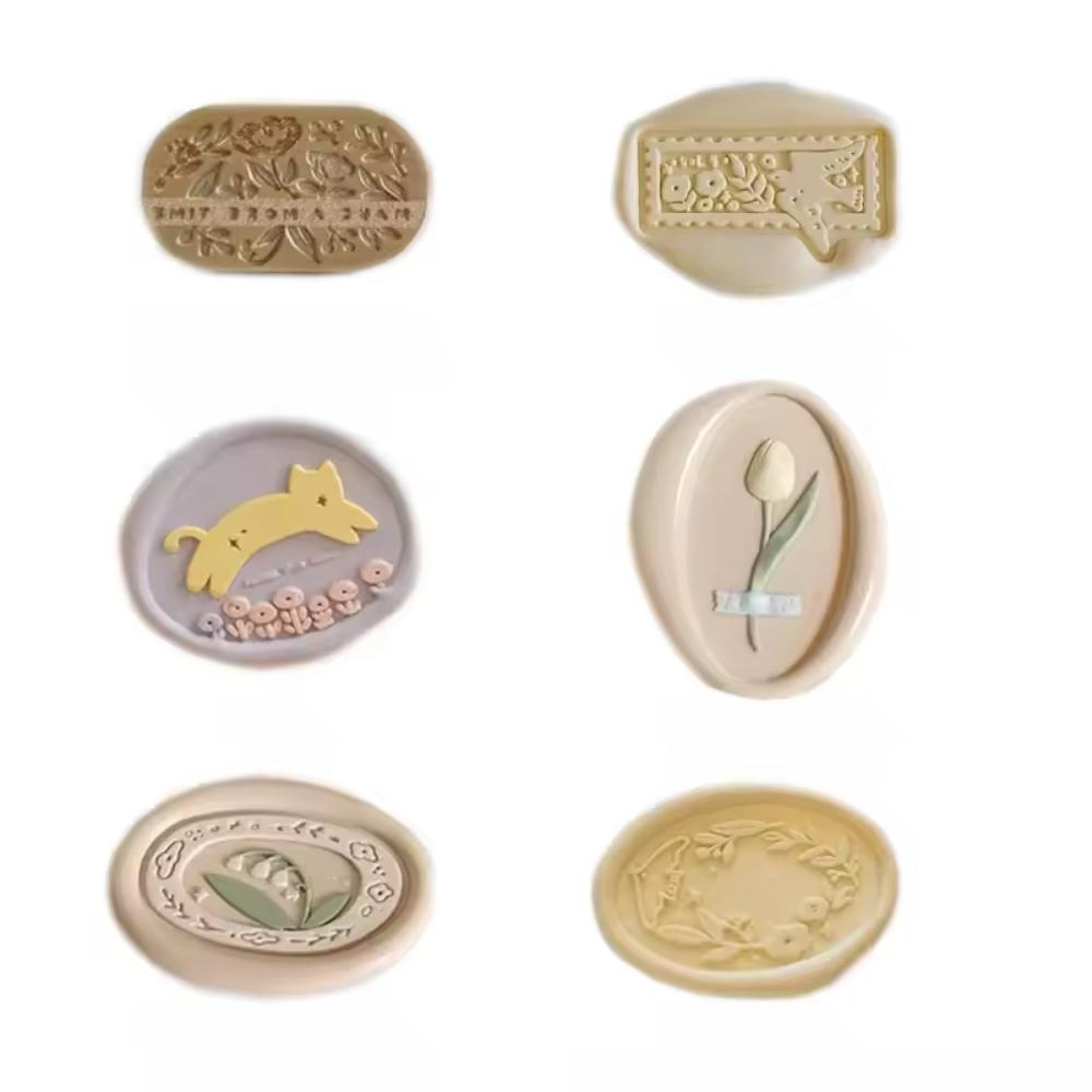 10/6Pcs Retro Flower Plants Wax Seal Stamp Lotus Rose Sealing Stamp Head For Scrapbook Envelopes Wedding Invitations Gift Cards