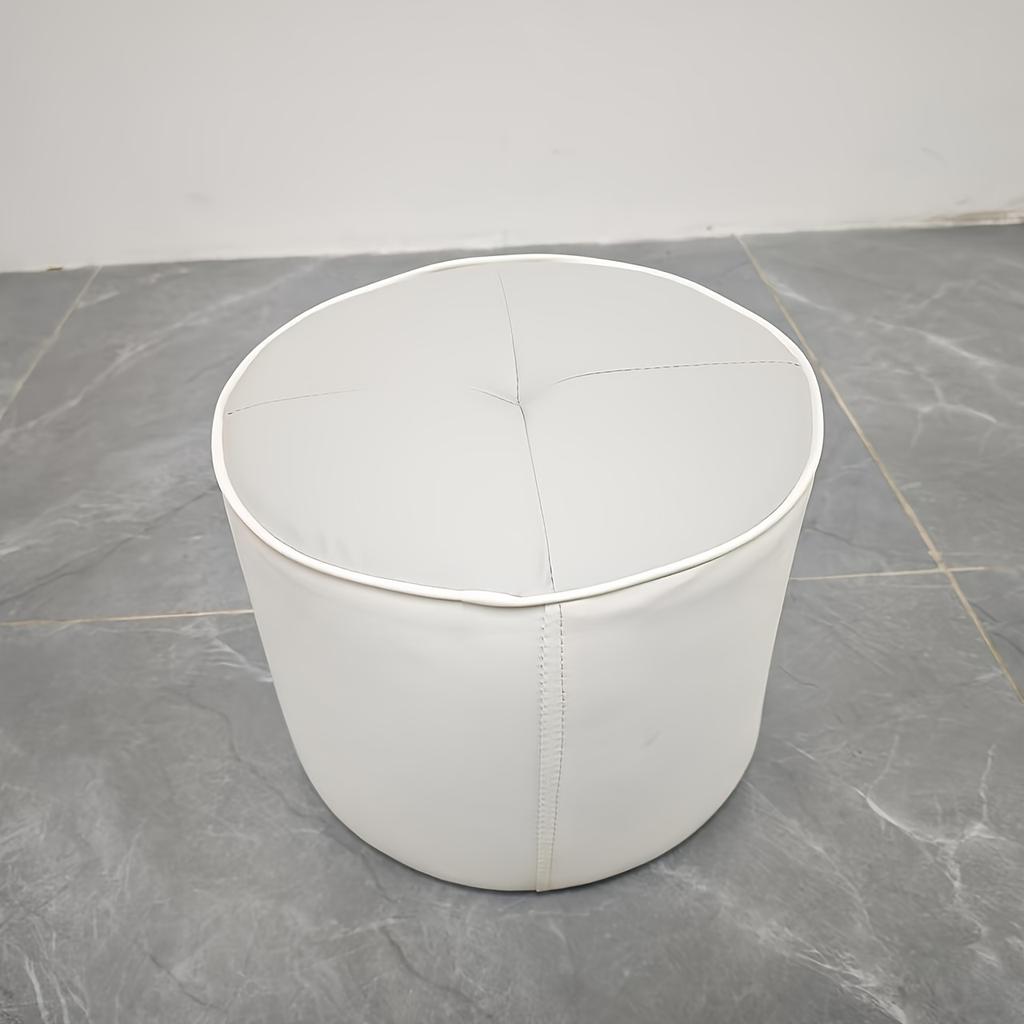 Nordic Faux Leather Round Stool, Small Pouf Ottoman for Sofa, Light Luxury Doorstep Shoe Changing Stool, Household Low Soft Seat