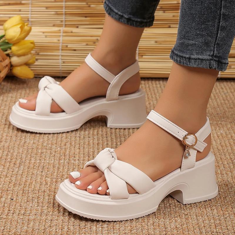 Fashion Fashion Platform Sandals Women Ankle Buckle Thick Sole Rome Sandals Brand Woman Shoes Summer Open Toe Cross Band Sandalias Mujer