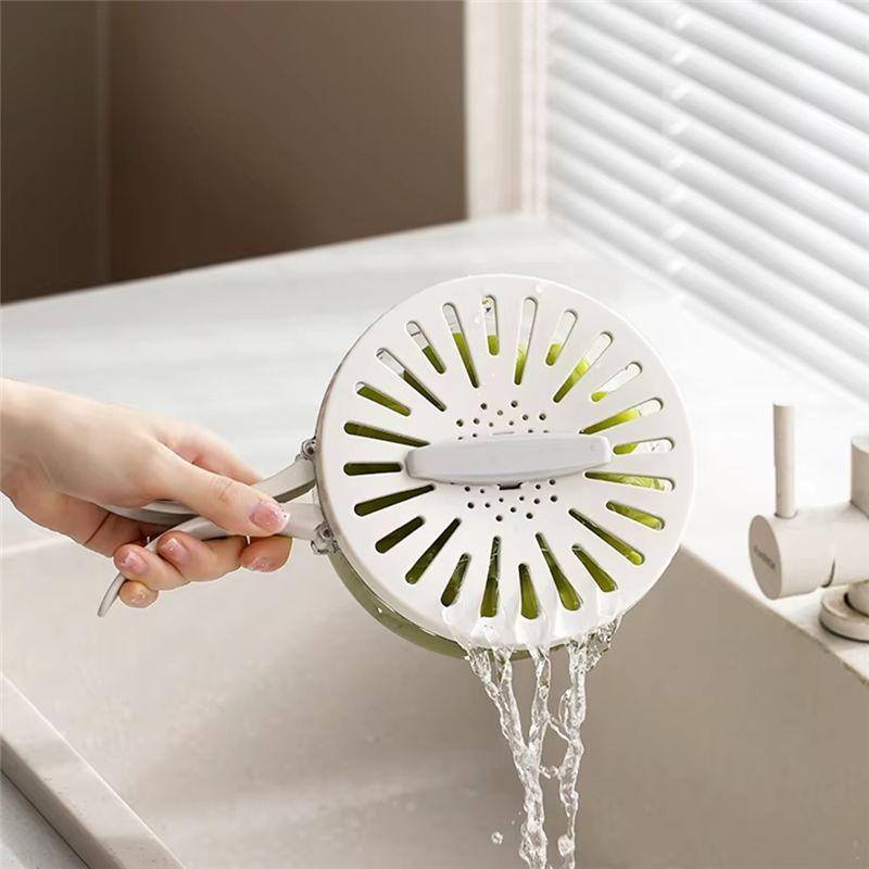 AEE2-Multifunctional Folding Drain Basket,Fruit & Vegetable Washing Bowl, Plastic Colander With Water-Filtering Basin