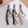 Cowhide Genuine Leather Keychain Handmade Car Keychian Personalized Cowhide Tassel Key Chain  Gift