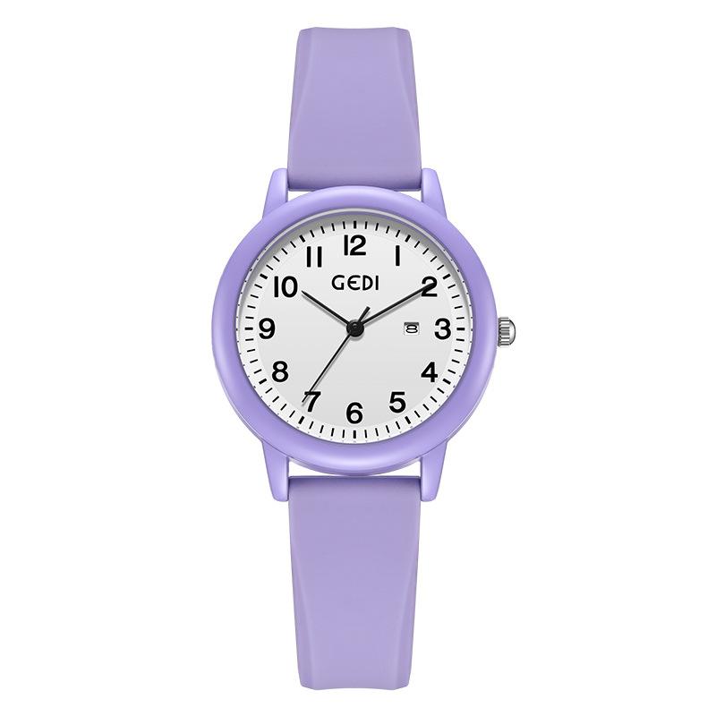 Reloj de Cuarzo Color Caramelo Verano Simple Calendario Gama Alta para Mujer Nicho Alto Valor Silicona Reloj para Estudiante