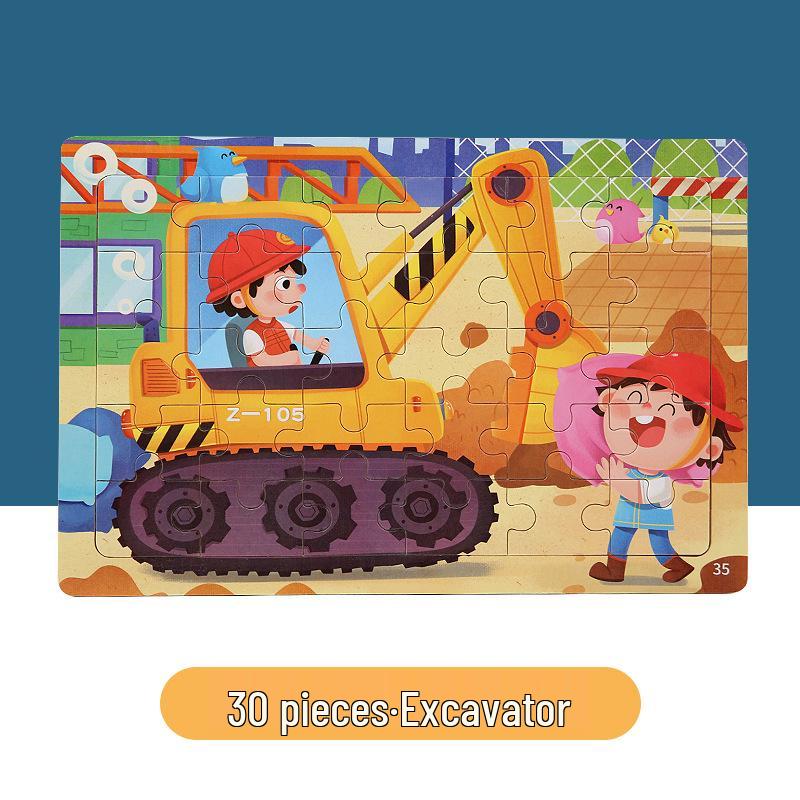 30-Piece Wooden Dinosaur Cartoon Animal Puzzle for Kids - Early Education & Intellectual Toy