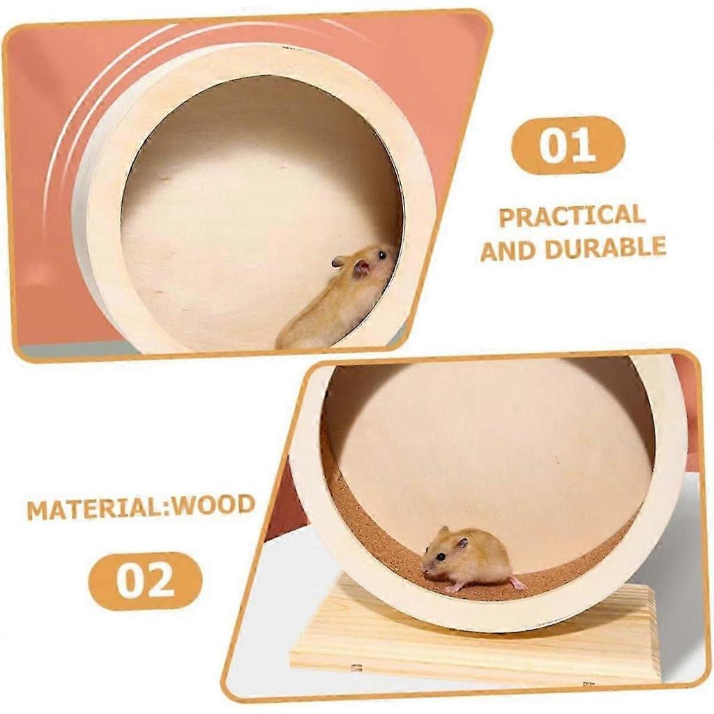 Small Animal Wooden Hamster Wheel for Rats and Guinea Pigs, Medium Size Pet Exercise Toy, Safe and Durable Design 25-26s