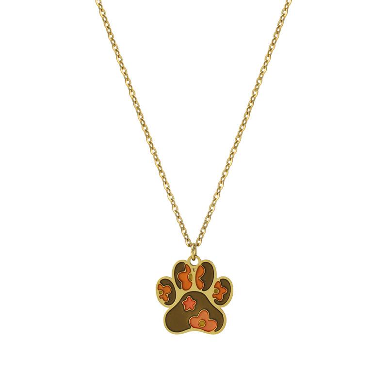 Dog Claw Necklace Exclusive Pendant Necklace Cute Titanium Steel Oil Dripping Dog Claw Pendant Necklace