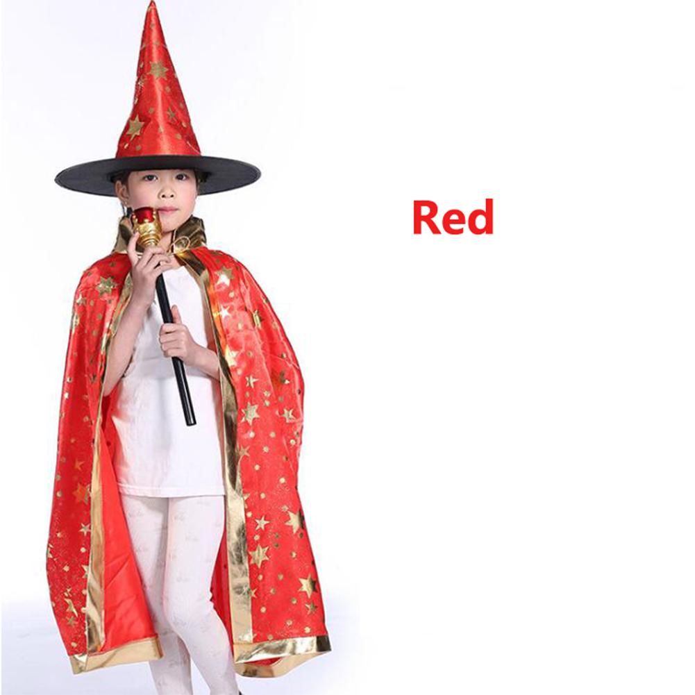 2Pcs/Set Children Halloween Chrismas Party Cosplay Costume Star Wizer Cloak Cap Hat