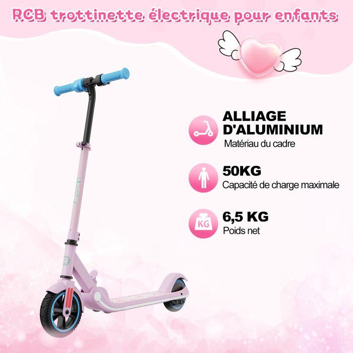 Trottinette Electrique Enfants 6-12 Ans - RCB - Écran LED - Néons Colorés - Vitesse Et Hauteur Réglables Cadeau Idéal Rose