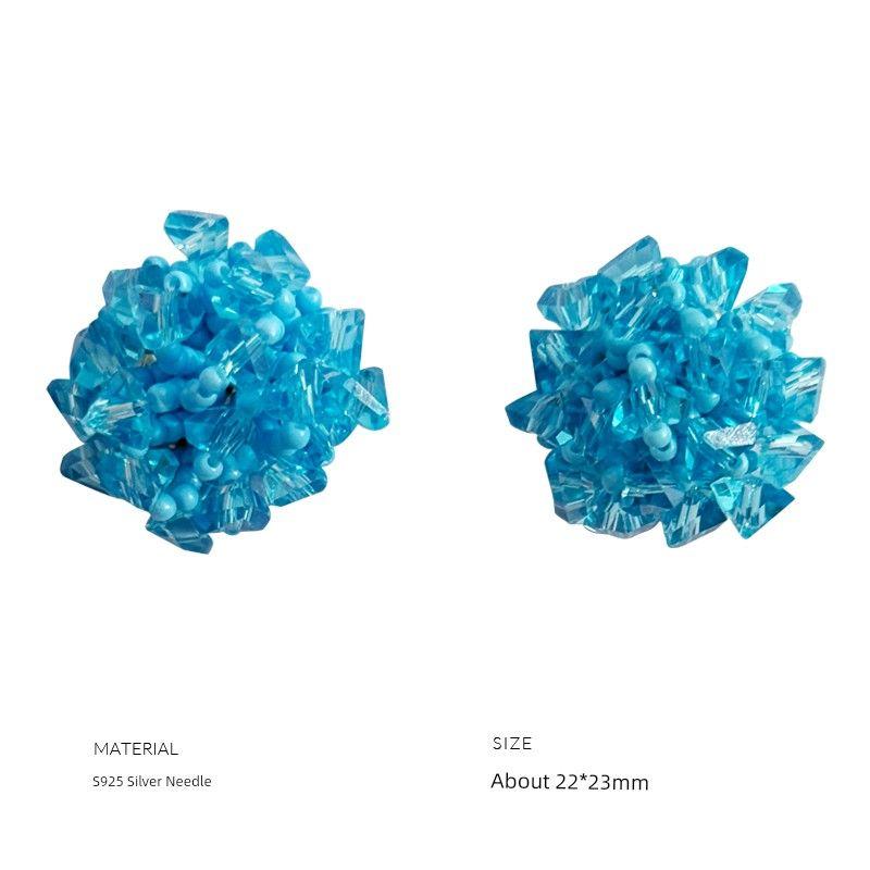 

Xiaoxianren Серьги-пусеты из стерлингового серебра 925 пробы Ледяная гортензия с серебряной иглой, женские серьги, модные, стильные, темпераментные, в стиле меньшинств, в стиле Ins A pair