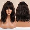 Synthetic Long Wave Wig with Bangs Natural Hair Wig for Women Highlight Wig Daily Cosplay Halloween Party Use