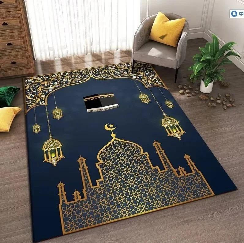 Islam Muslim Prayer Mat Living Room Decor Anti-slip Carpets Bedroom Bedside Soft Rug Entrance Doormat Machine Washable Carpet
