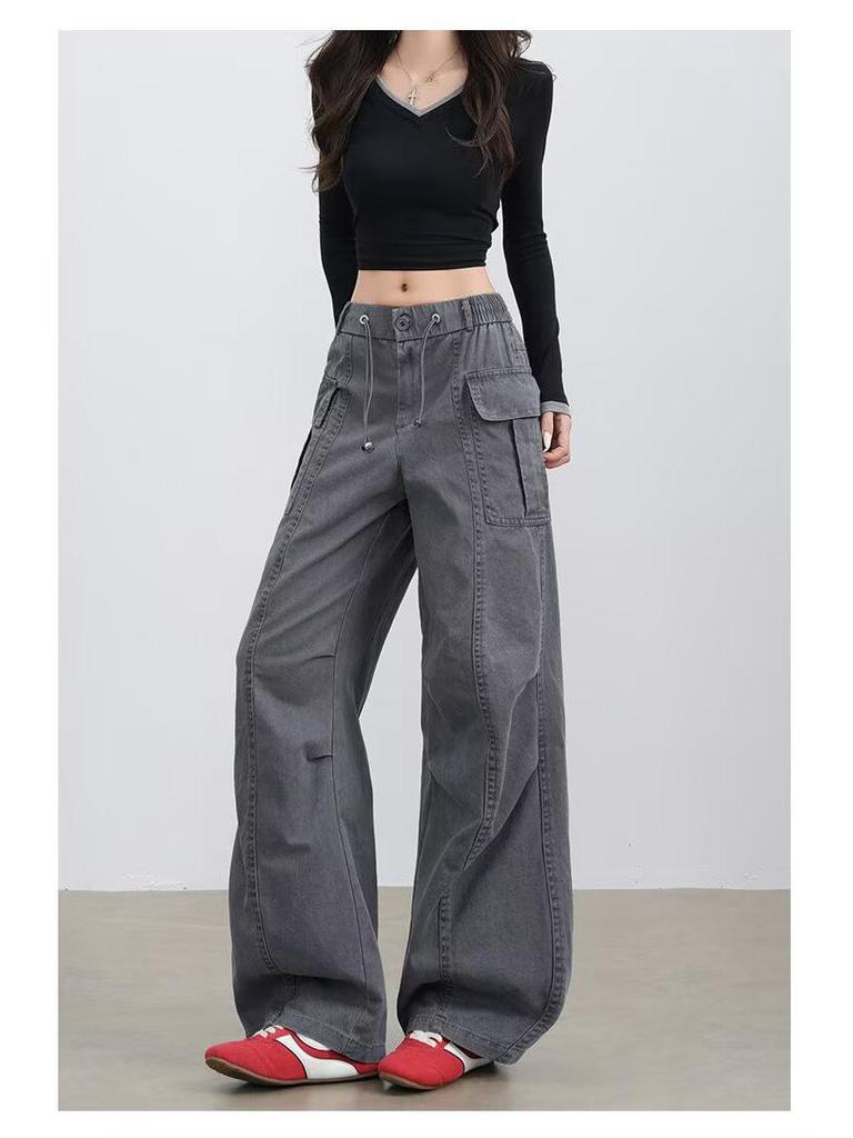 Women's Korean-Style Trendy Cargo Pants: Versatile, Lightweight, High-Street Fashion for Spring/Summer
