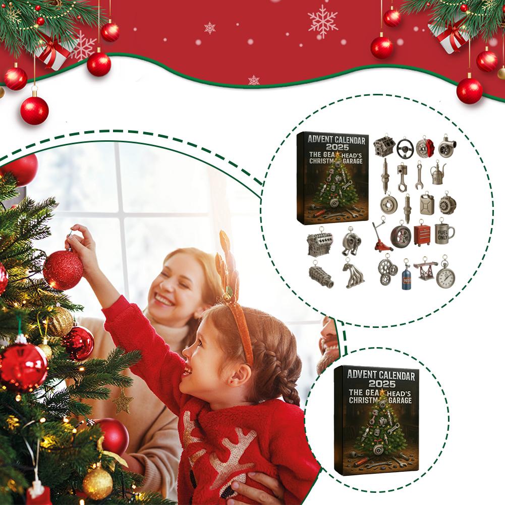 2025 Advent Calendar Christmas Garage 24 Day Countdown Tree Tools Decoration Acrylic Hanging Ornament Holiday New Year Kids Gift cm