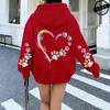 Herz Hundepfote Aufdruck Hoodies Damen Lässig Mode Alleskönner Kapuzenpullover Fleece Warm Neue Pullover Harajuku Trend Kapuzenpullover