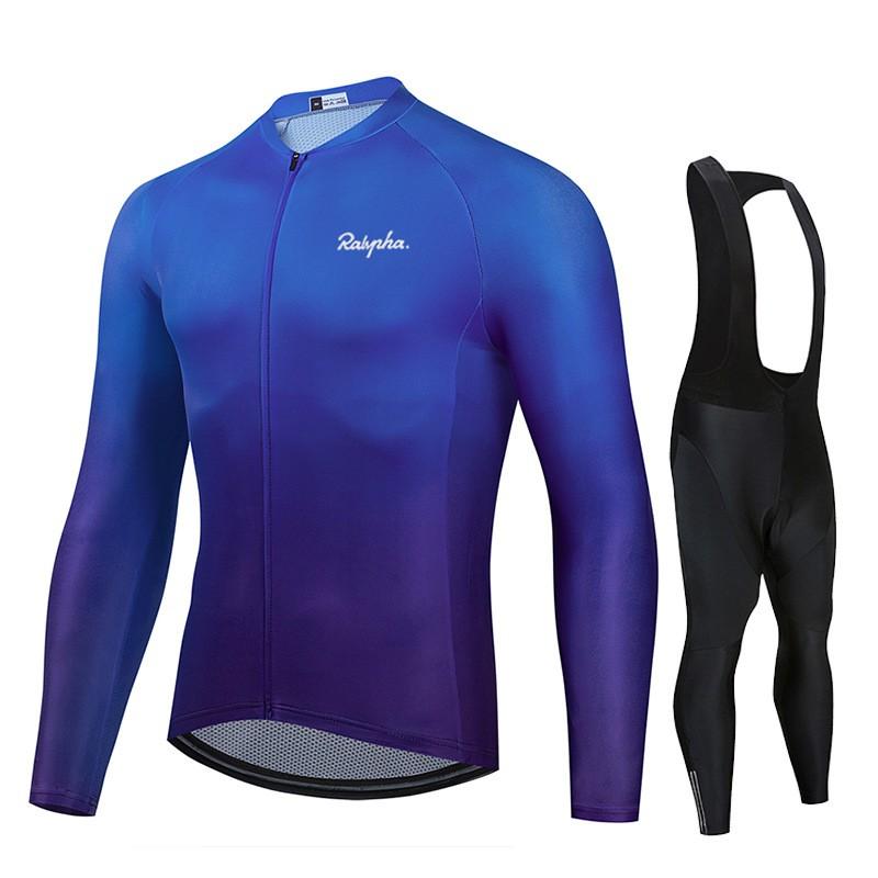 1 Mens Long Sleeve Cycling Jersey Set Breathable Quick-Dry Bike Apparel Road Racing Outdoor Sport