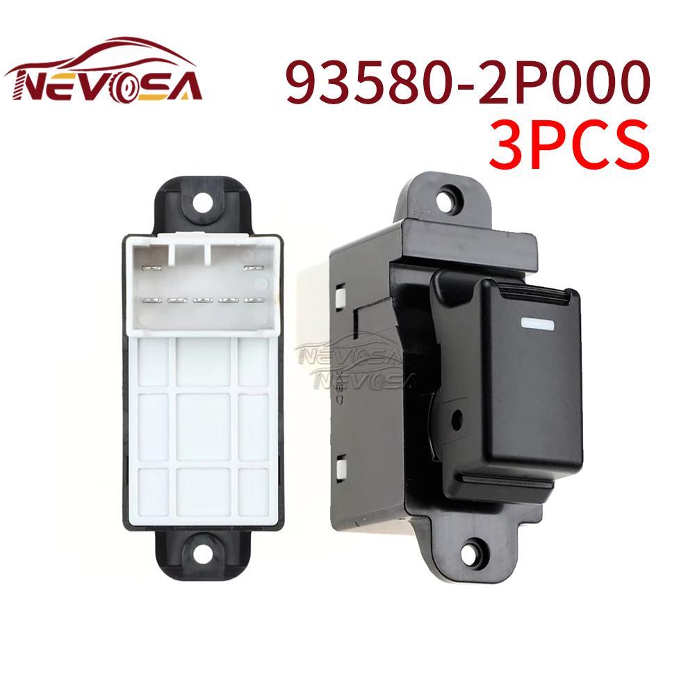 NEVOSA Front Left Driver For Kia Sorento 2010 2011 2012 2013 Electric Power Window Switch 93570-2P100 93570-2P200 93570-2P100VA 3PCS BUTTON