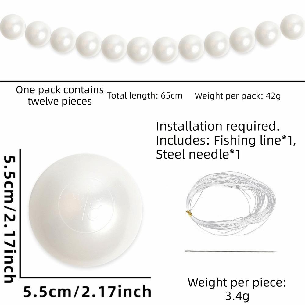 10/12/15/20pcs Plastic Beaded Garland Heart-shaped Stars White Ball Pendant Wall Decor