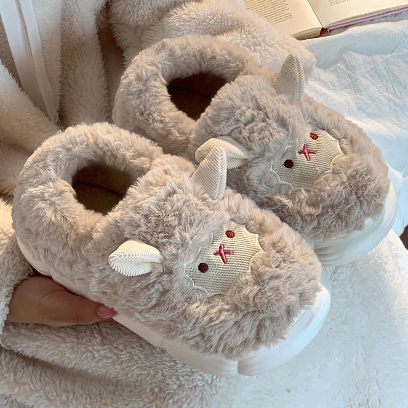 

Cozy Little Sheep Cotton Slippers - Unisex Winter Non-slip Heel-Covering Shoes, Ideal for Couples, Free Shipping Size 36-37 (fits 35-36)