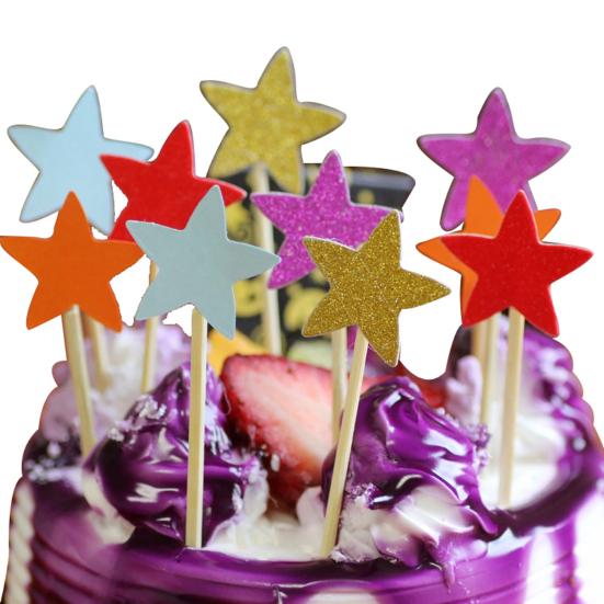 

10Pcs Glitter Star Cupcake Cake Topper Party Supplies Birthday Wedding Decor