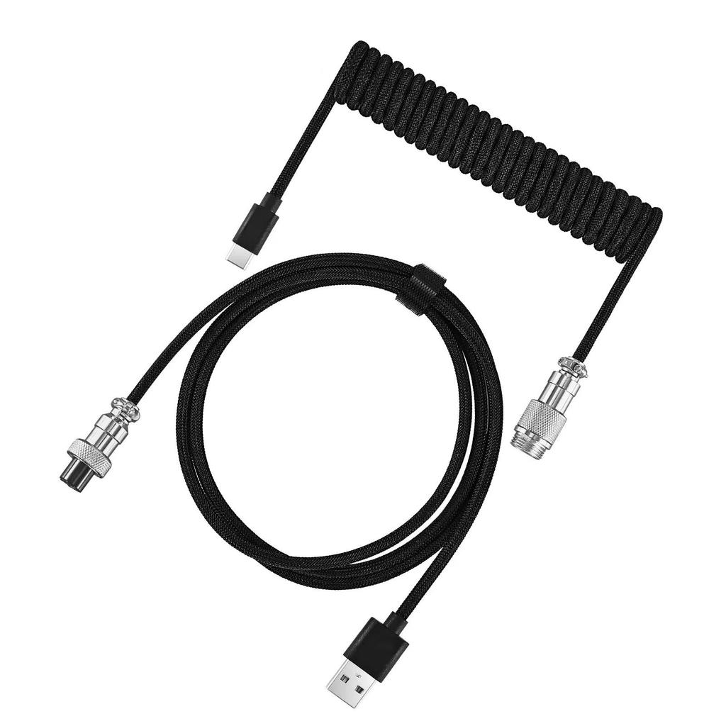 Mechanical Keyboard Coiled Cable Mechanical Keyboard Aviator Type-C USB Port Aviator Coiling Cable Desktop Computer Aviation Connector Cord