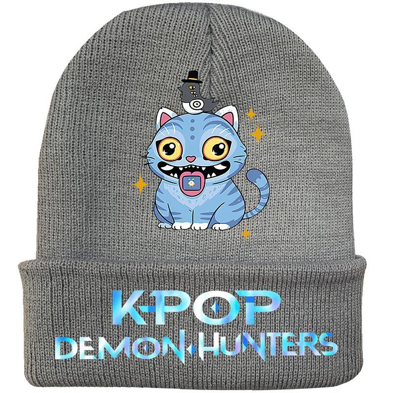 K Pop Dämonenjäger Cartoon Buchstaben Print Strickmützen Herbst Winter Erwachsene Outdoor Warme Mütze