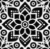Printtoo Craft Textile Square Floral Mandala Pattern Wooden Rubber Stamp Scrap-booking-2 X 2